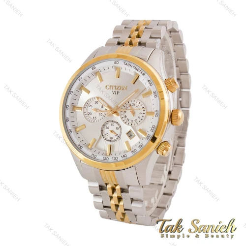 ساعت سیتیزن VIP مردانه سه موتوره طلایی نقره ای Citizen-4706-G