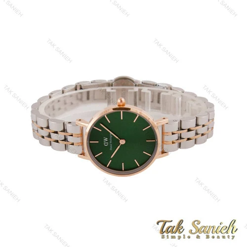 ساعت دنیل ولینگتون زنانه دورنگ رزگلد صفحه سبز DW-4712-L