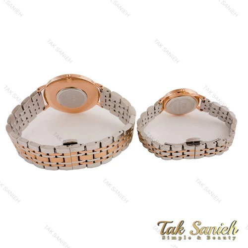 ست ساعت دنیل ولینگتون دورنگ رزگلد صفحه سرمه ای DW-4718-S