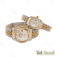 ساعت ست رولکس دورنگ طلایی خطی صفحه نقره ای Rolex-4730-S