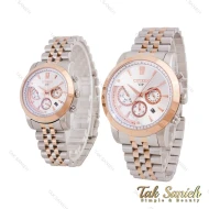 ساعت ست سیتیزن سه موتوره دورنگ رزگلد صفحه سفید Citizen-5554-S