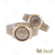 ساعت مچی ست سیتیزن سه موتوره دورنگ طلایی صفحه طوسی Citizen-5556-S