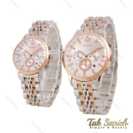 ساعت مچی سیتیزن ست سه موتوره دورنگ رزگلد صفحه سفید Citizen-5560-S