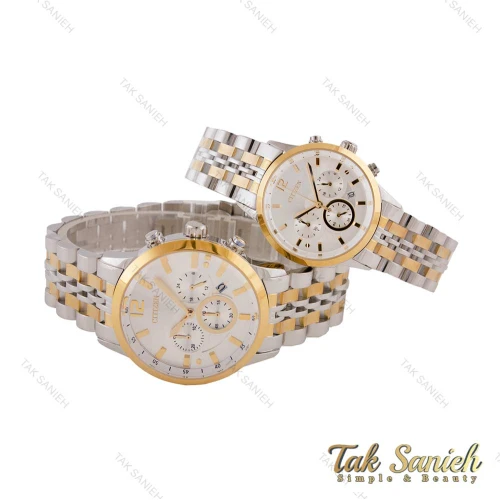 ساعت ست سیتیزن سه موتوره دورنگ طلایی Citizen-5561-S