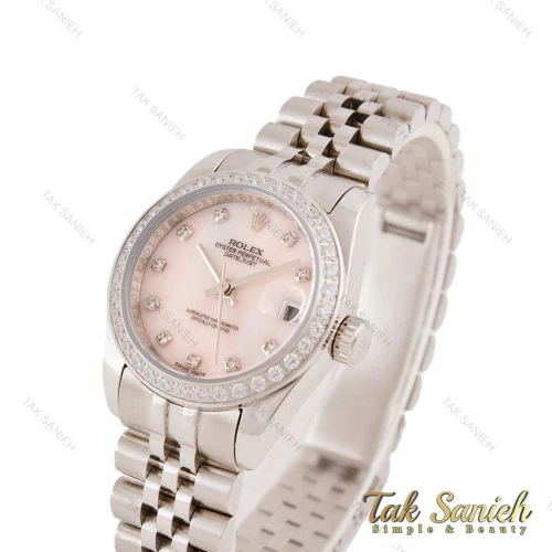 ساعت مچی رولکس زنانه استیل صفحه صورتی دورنگین Rolex-5578-L