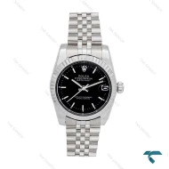 رولکس زنانه استیل صفحه مشکی ایندکس خطی متوسط Rolex-5912-G