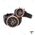 ساعت ست رومانسون بند چرم مشکی رزگلد Romanson-5938-S