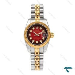 ساعت رولکس زنانه دورنگ صفحه قرمز اسمال Rolex-5979-S-L