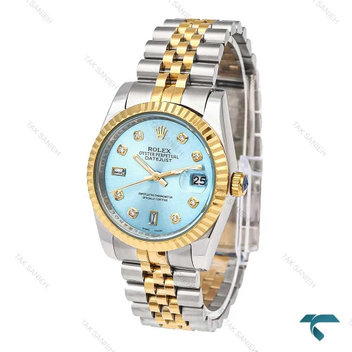 رولکس مردانه دیت جاست دورنگ طلایی صفحه آبی Rolex-5981-G