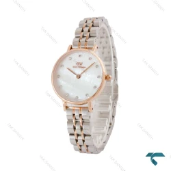 ساعت دنیل ولینگتون مینی زنانه گرد دورنگ رزگلد ایندکس نگین DW-6016-24-L
