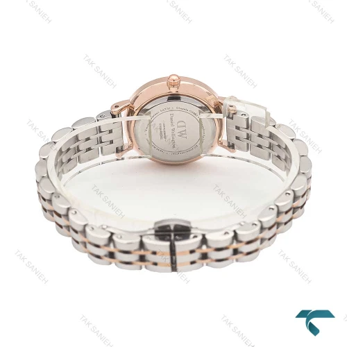 ساعت دنیل ولینگتون زنانه دورنگ رزگلد صفحه آبی نگینی DW-6048-L