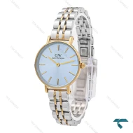 ساعت دنیل ولینگتون زنانه دورنگ طلایی صفحه آبی خطی DW-6049-L