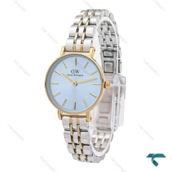 ساعت دنیل ولینگتون زنانه دورنگ طلایی صفحه آبی خطی DW-6049-L