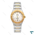 ساعت زنانه امگا کانسلیشن جدید دو رنگ طلایی صفحه سفید ایندکس نگین Omega-5857-L