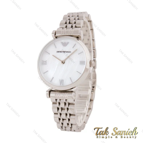 ساعت امپریو آرمانی زنانه سیلور صفحه سفید صدفی Armani-5589-L