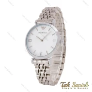 ساعت امپریو آرمانی زنانه نقره ای صفحه سفید ایندکس نگین Armani-5590-L