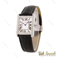 ساعت کارتیر تانک زنانه بند چرم مشکی طرحدار Cartier-5591-L