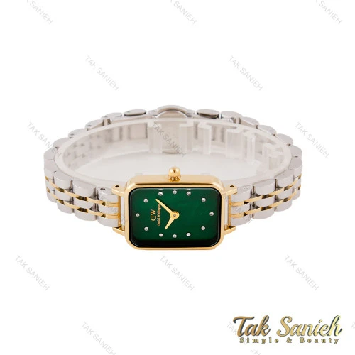 ساعت DW زنانه مستطیلی دورنگ طلایی صفحه سبز DW-5597-L