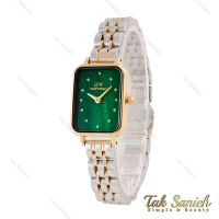 ساعت DW زنانه مستطیلی دورنگ طلایی صفحه سبز DW-5597-L