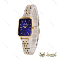 ساعت دنیل ولینگتون مستطیلی دورنگ طلایی صفحه سرمه ای DW-5599-L