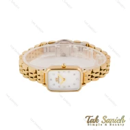 ساعت دنیل ولینگتون مستطیلی زنانه طلایی سفید ایندکس نگین DW-5601-L