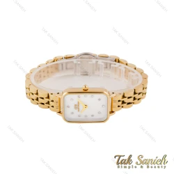 ساعت دنیل ولینگتون مستطیلی زنانه طلایی سفید ایندکس نگین DW-5601-L