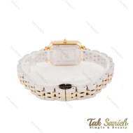 ساعت DW مستطیلی زنانه دورنگ طلایی سفید ایندکس نگین DW-5605-L