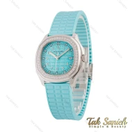 ساعت پتک فیلیپ آکوانا زنانه سیلور آبی نگین دار Patek-5609-L