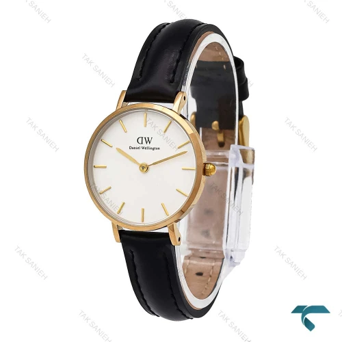 ساعت زنانه دنیل ولینگتون طلایی بند چرم مشکی DW-6097-L