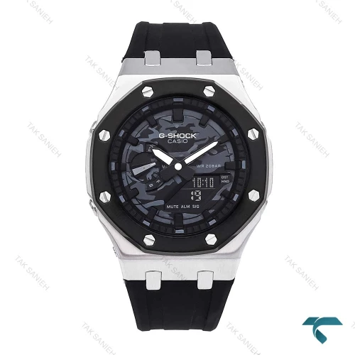 ساعت جیشاک GMA2100 مردانه سیلور مشکی چریکی G-Shock-6106-G