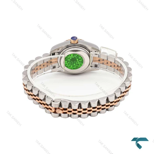 ساعت رولکس زنانه دورنگ رزگلد صفحه نقره ای اسمال Rolex-6118-L