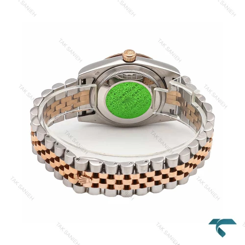 ساعت رولکس مردانه دورنگ رزگلد صفحه سفید ایندکس نگین Rolex-6120-G