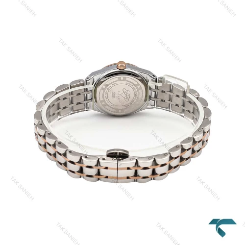 ساعت الکسا پریمیر 0106 زنانه دورنگ رزگلد صفحه سفید Alexa-6130-L