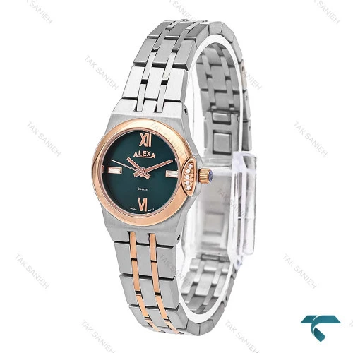 الکسا Special زنانه دورنگ رزگلد صفحه سبز Alexa-6140-L