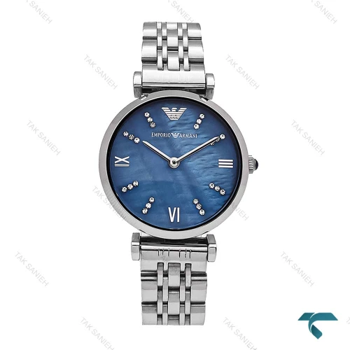ساعت امپریو آرمانی زنانه سیلور صفحه صدفی سرمه ای Armani-6161-L