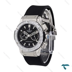ساعت هابلوت زنانه سه موتوره کرنوگراف استیل مشکی دورنگین Hublot-6188-L