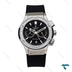 ساعت هابلوت زنانه سه موتوره کرنوگراف استیل مشکی دورنگین Hublot-6188-L