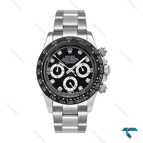 رولکس دیتونا مردانه استیل صفحه مشکی ایندکس نگین Rolex-6199-G