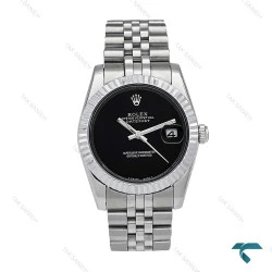 ساعت مردانه رولکس دیتجاست استیل صفحه مشکی مهندسی Rolex-6200-G