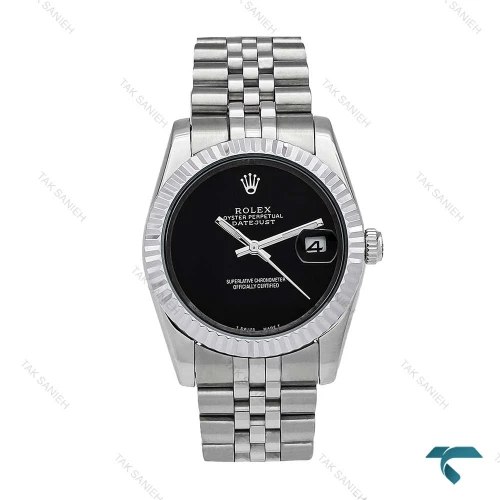 ساعت مردانه رولکس دیتجاست استیل صفحه مشکی مهندسی Rolex-6200-G