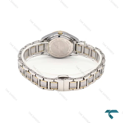 ساعت رومانسون زنانه دورنگ طلایی صفحه سفید Romanson-6202-L