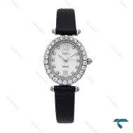 ساعت الکسا اسپشیال A2008 زنانه بیضی نقره ای صفحه سفید دورنگین Alexa-6218-L