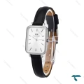 ساعت دنیل ولینگتون مستطیلی زنانه سیلور بند چرم مشکی DW-6249-L