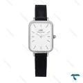 ساعت دنیل ولینگتون مستطیلی زنانه سیلور بند چرم مشکی DW-6249-L