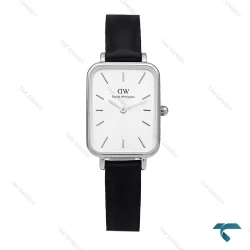 ساعت دنیل ولینگتون مستطیلی زنانه سیلور بند چرم مشکی DW-6249-L