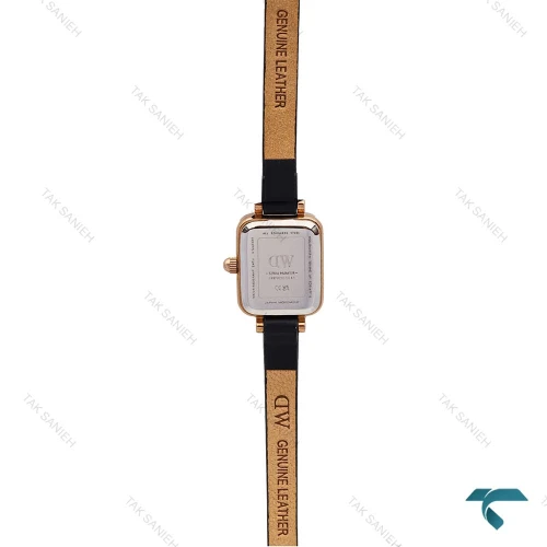 ساعت DW زنانه مینی مستطیلی رزگلد صفحه صورتی بند چرم DW-6250-L