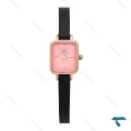 ساعت DW زنانه مینی مستطیلی رزگلد صفحه صورتی بند چرم DW-6250-L