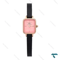 ساعت DW زنانه مینی مستطیلی رزگلد صفحه صورتی بند چرم DW-6250-L