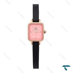 ساعت DW زنانه مینی مستطیلی رزگلد صفحه صورتی بند چرم DW-6250-L