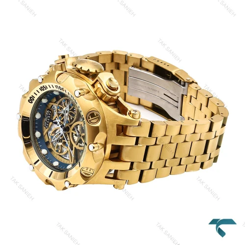 ساعت اینویکتا هیبرید مردانه طلایی صفحه سرمه ای اسکلتون Invicta-6255-G